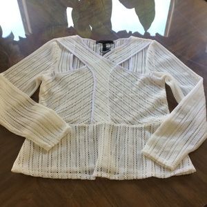 Bcbg Maxazria mesh peplum top, L, NWT